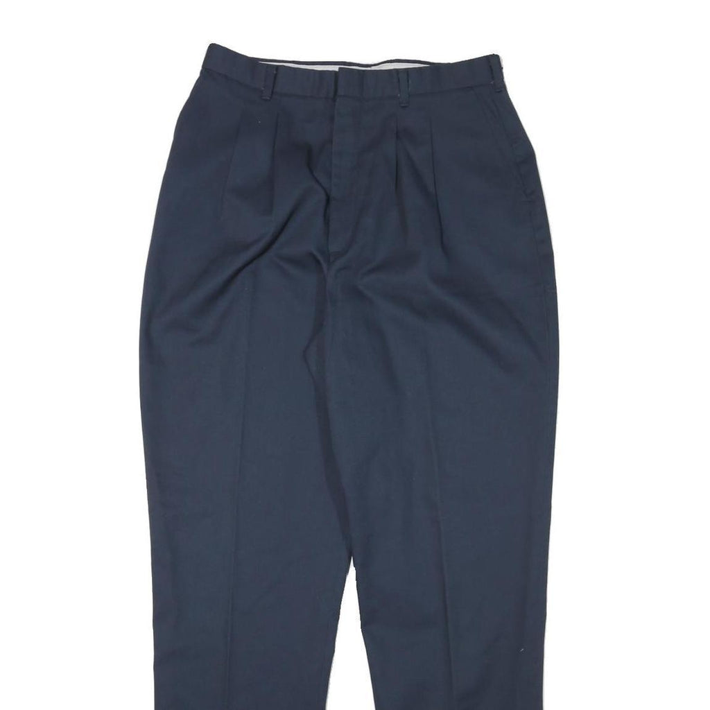 Mens Cotton Blend Navy Relaxed Fit Straight Leg Trousers W28 L31 Classic Casual