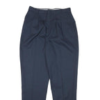 Mens Cotton Blend Navy Relaxed Fit Straight Leg Trousers W28 L31 Classic Casual