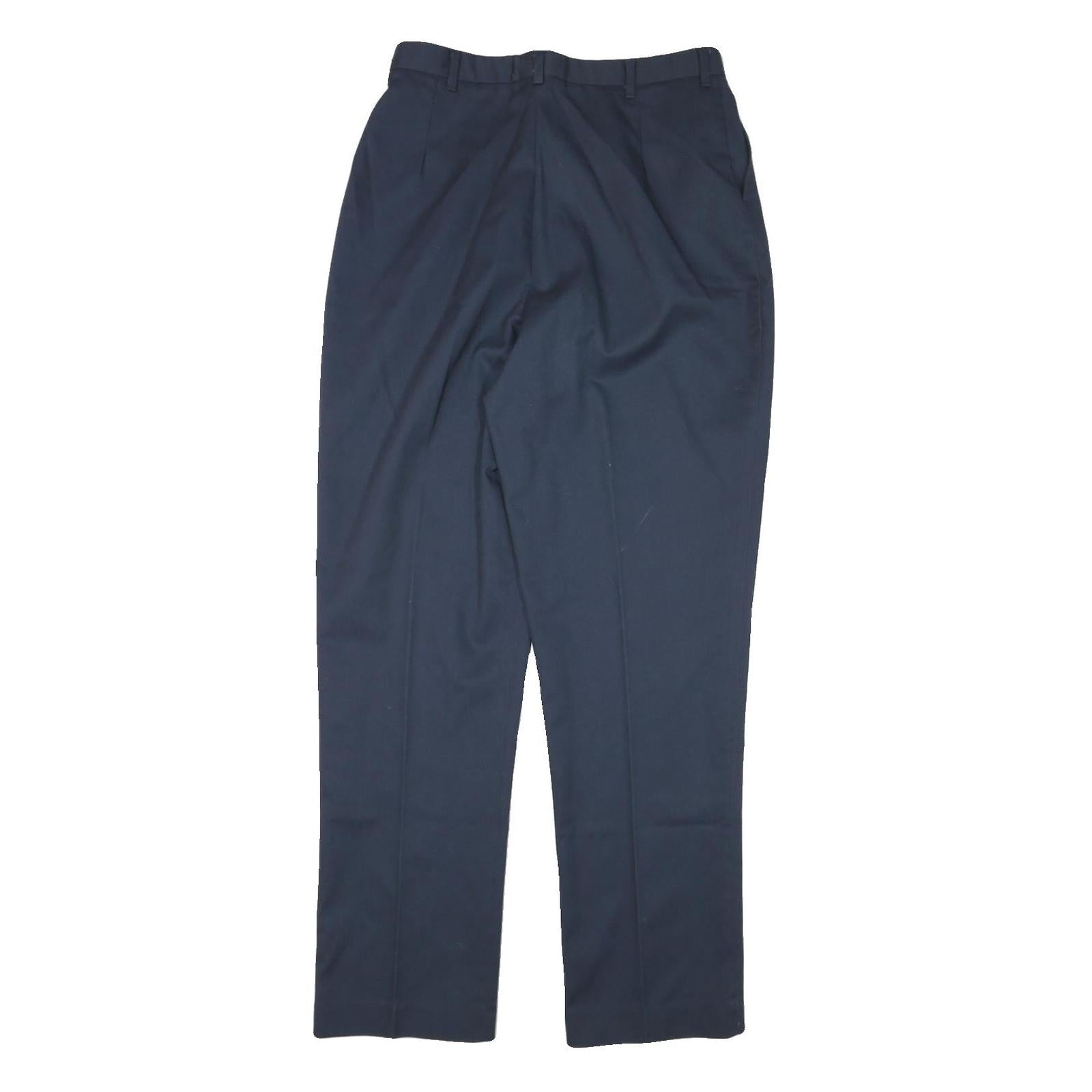 Mens Cotton Blend Navy Relaxed Fit Straight Leg Trousers W28 L31 Classic Casual