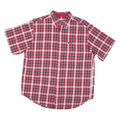 CHAPS RALPH LAUREN Mens Red & Navy Check Shirt L Short Sleeve Button Down Cotton