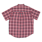 CHAPS RALPH LAUREN Mens Red & Navy Check Shirt L Short Sleeve Button Down Cotton