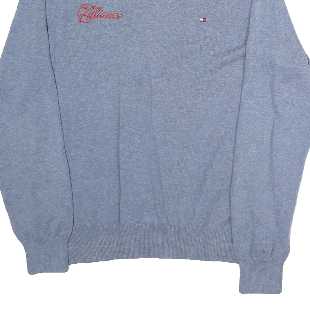 TOMMY HILFIGER Mens Blue Patterned Cotton Jumper Crew Neck Basic Knit M Casual