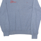 TOMMY HILFIGER Mens Blue Patterned Cotton Jumper Crew Neck Basic Knit M Casual