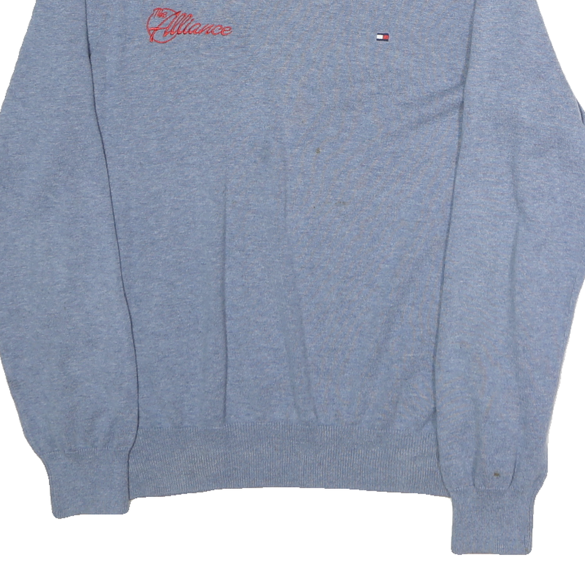 TOMMY HILFIGER Mens Blue Patterned Cotton Jumper Crew Neck Basic Knit M Casual