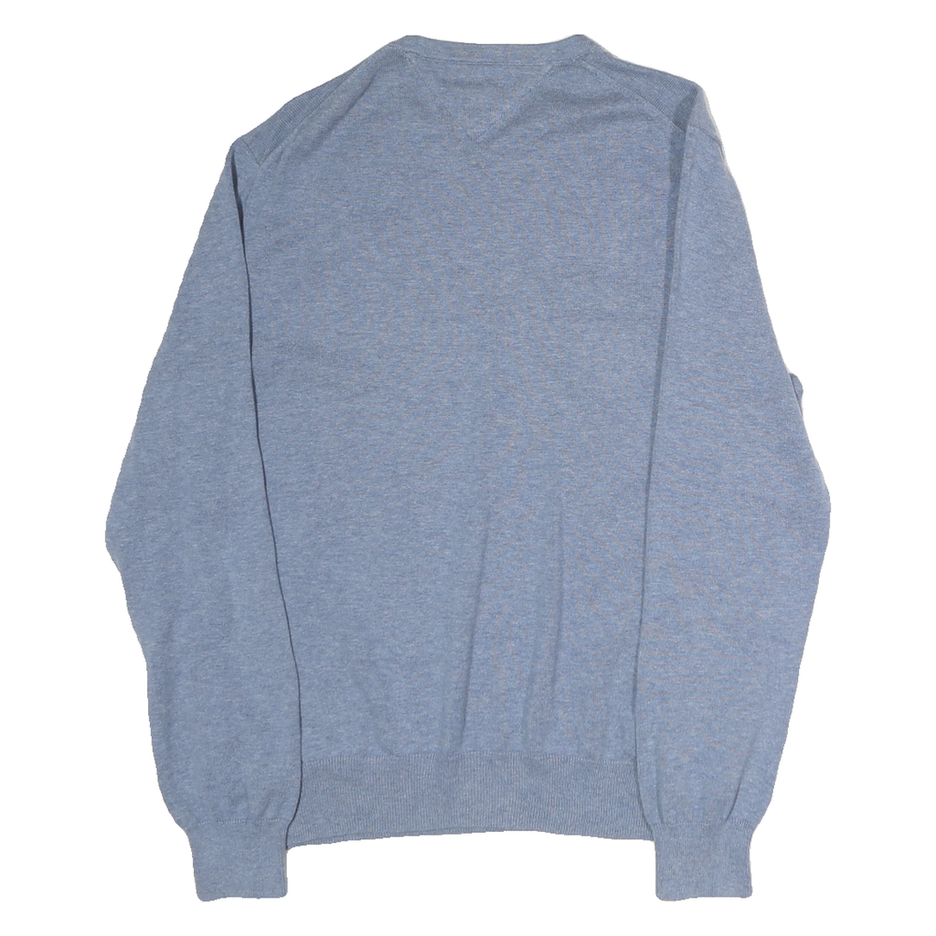 TOMMY HILFIGER Mens Blue Patterned Cotton Jumper Crew Neck Basic Knit M Casual