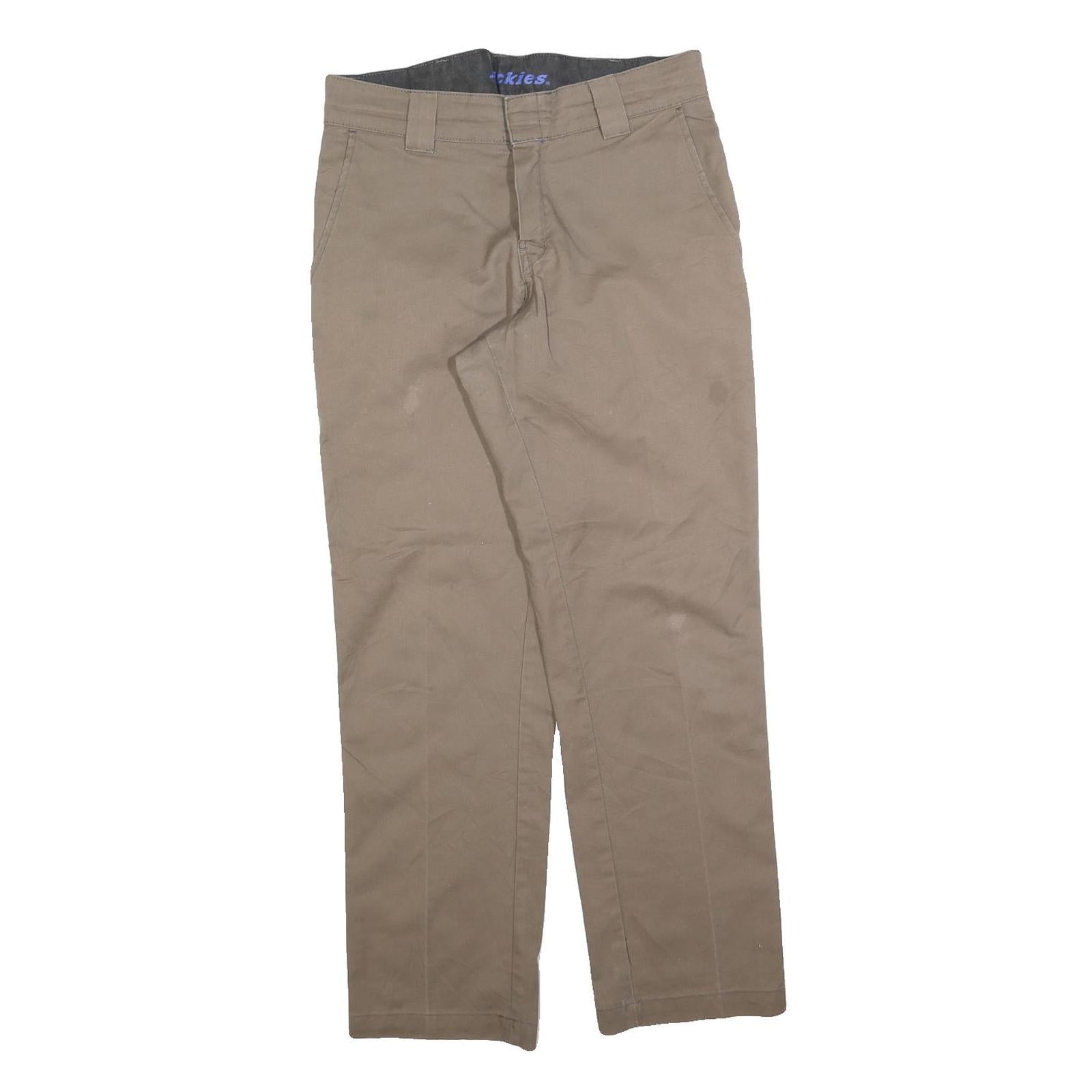 DICKIES Mens Cotton Blend Beige Regular Fit Straight Trousers W30 L30 Workwear