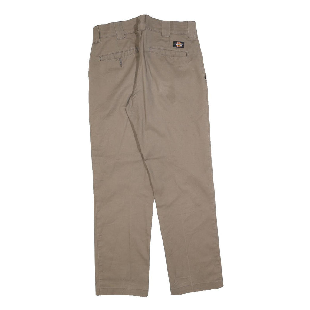 DICKIES Mens Cotton Blend Beige Regular Fit Straight Trousers W30 L30 Workwear