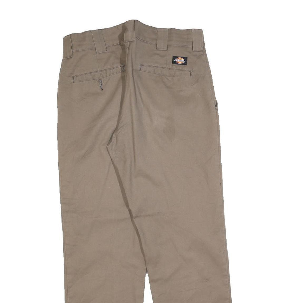 DICKIES Mens Cotton Blend Beige Regular Fit Straight Trousers W30 L30 Workwear