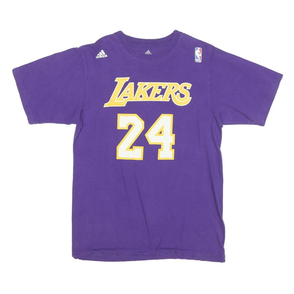 ADIDAS Mens Purple Lakers 24 Graphic T-Shirt M Short Sleeve Crew Neck Basketball