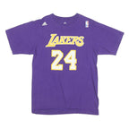 ADIDAS Mens Purple Lakers 24 Graphic T-Shirt M Short Sleeve Crew Neck Basketball