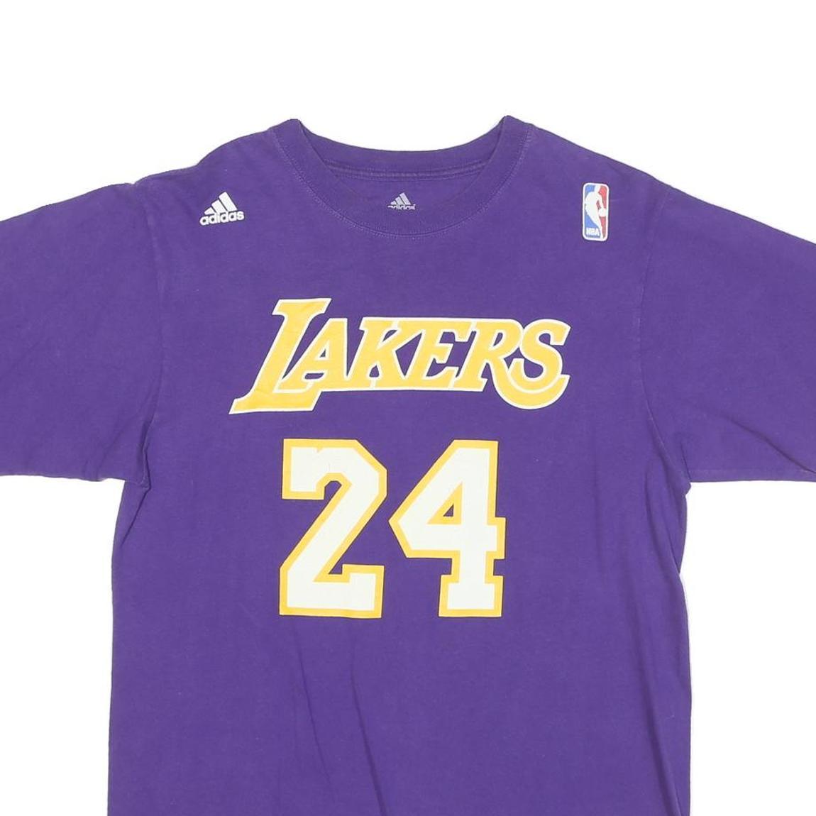ADIDAS Mens Purple Lakers 24 Graphic T-Shirt M Short Sleeve Crew Neck Basketball