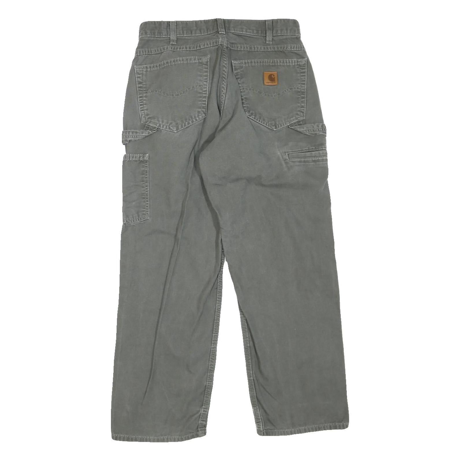 CARHARTT Mens Cotton Blend Grey Regular Straight Trousers W32 L30 Workwear