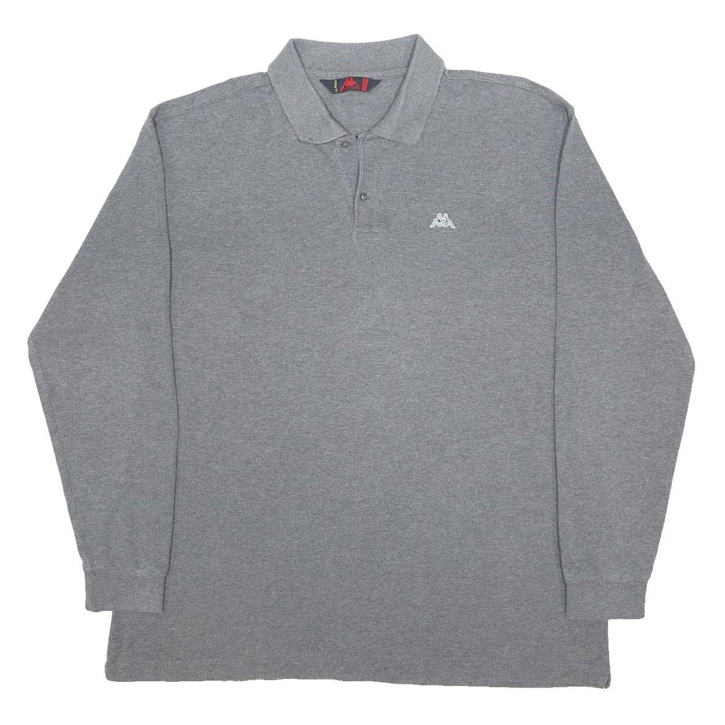 KAPPA Mens Grey Long Sleeve Plain 2XL Cotton Polo Shirt Casual Top
