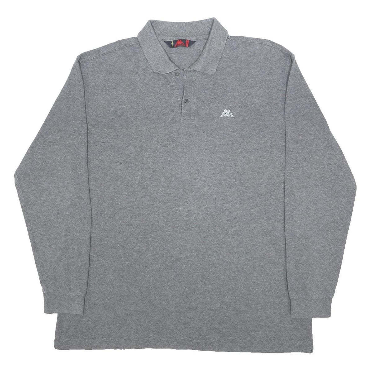 KAPPA Mens Grey Long Sleeve Plain 2XL Cotton Polo Shirt Casual Top