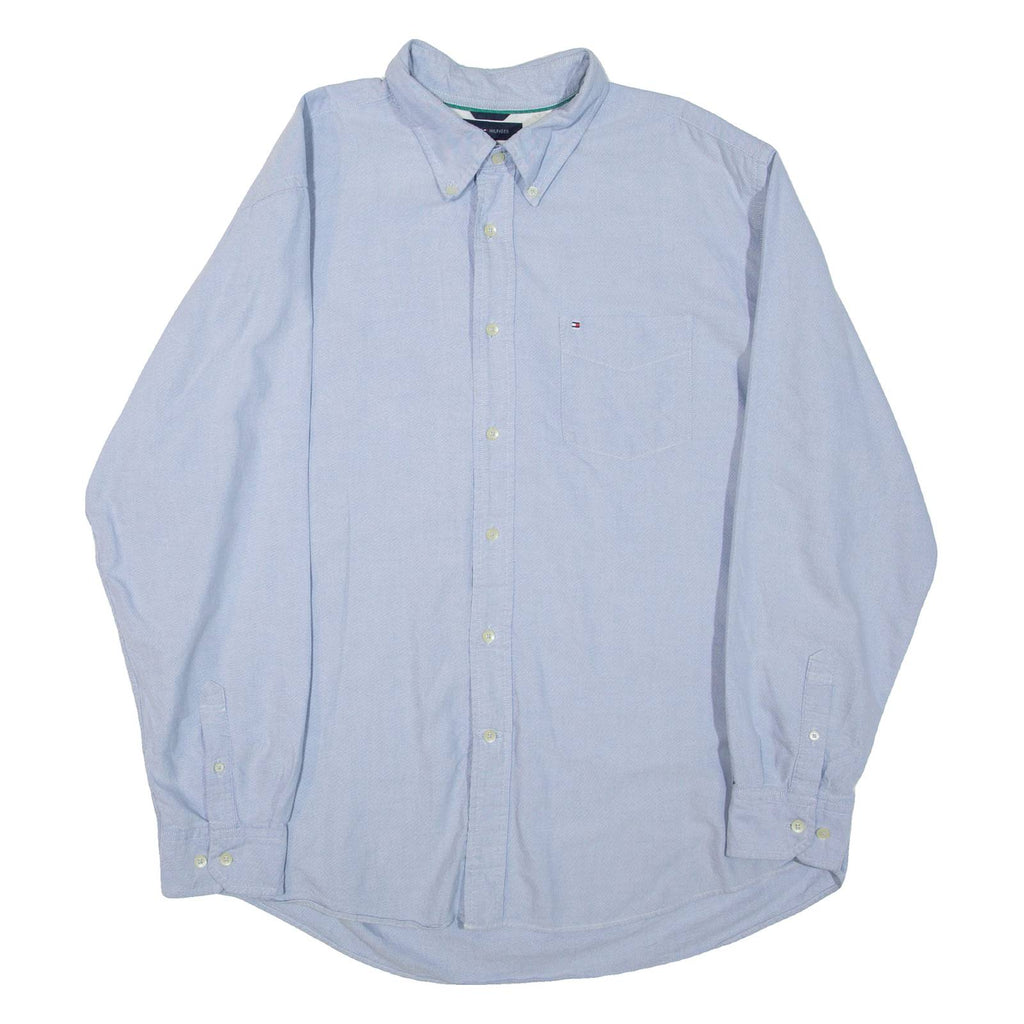 TOMMY HILFIGER Mens Plain Shirt Blue Long Sleeve XL