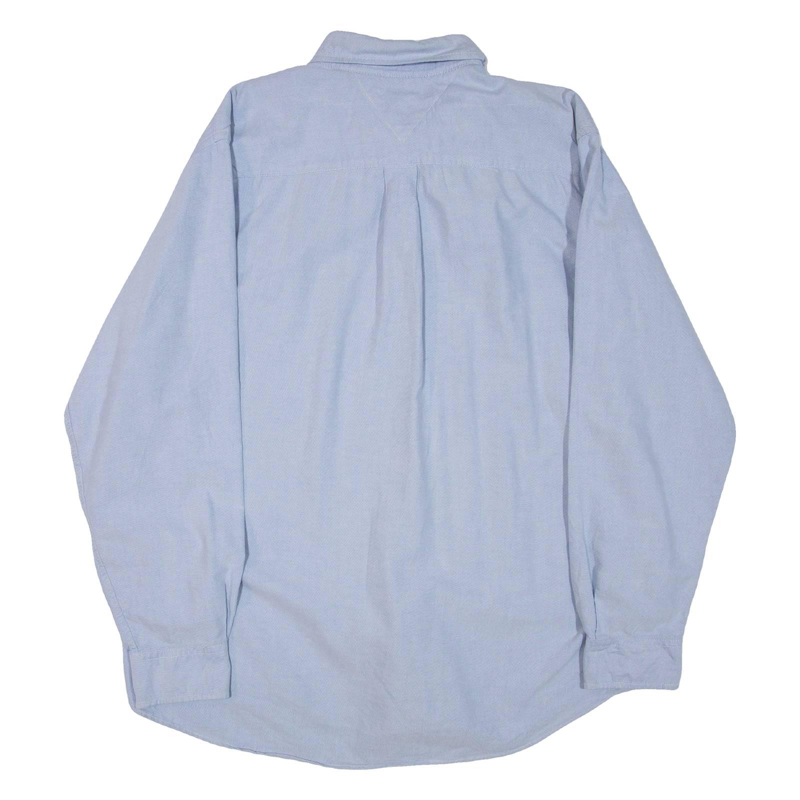 TOMMY HILFIGER Mens Plain Shirt Blue Long Sleeve XL