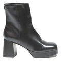 CHARLES & KEITH Platform Block Heel Womens Chelsea Boots Black Leather UK 4
