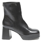 CHARLES & KEITH Platform Block Heel Womens Chelsea Boots Black Leather UK 4