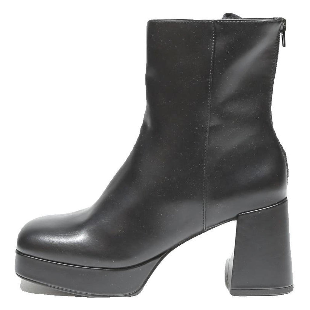 CHARLES & KEITH Platform Block Heel Womens Chelsea Boots Black Leather UK 4