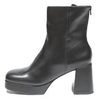 CHARLES & KEITH Platform Block Heel Womens Chelsea Boots Black Leather UK 4