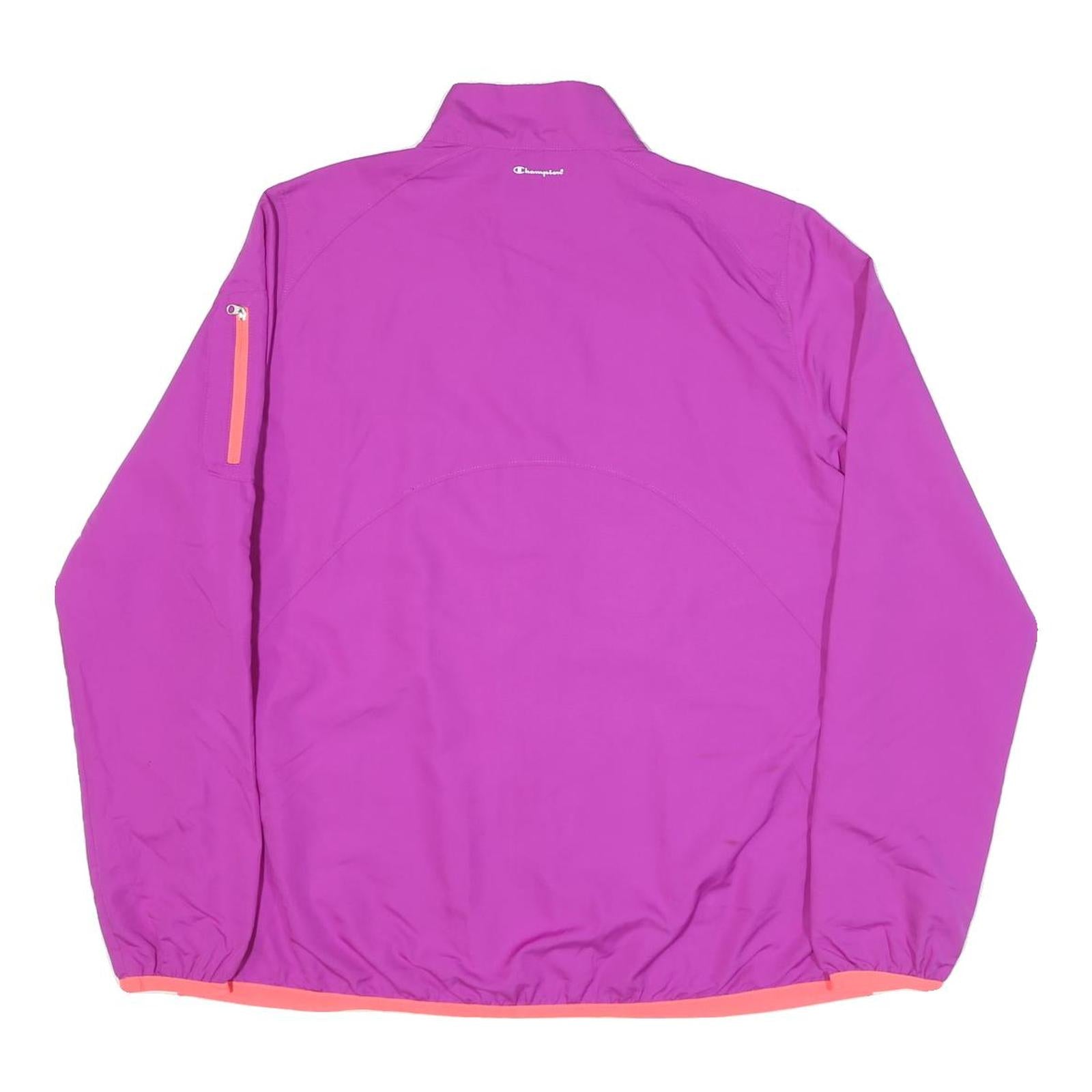 CHAMPION Womens Purple Lightweight Zip Jacket L Polyester Blend Plain Sportswear