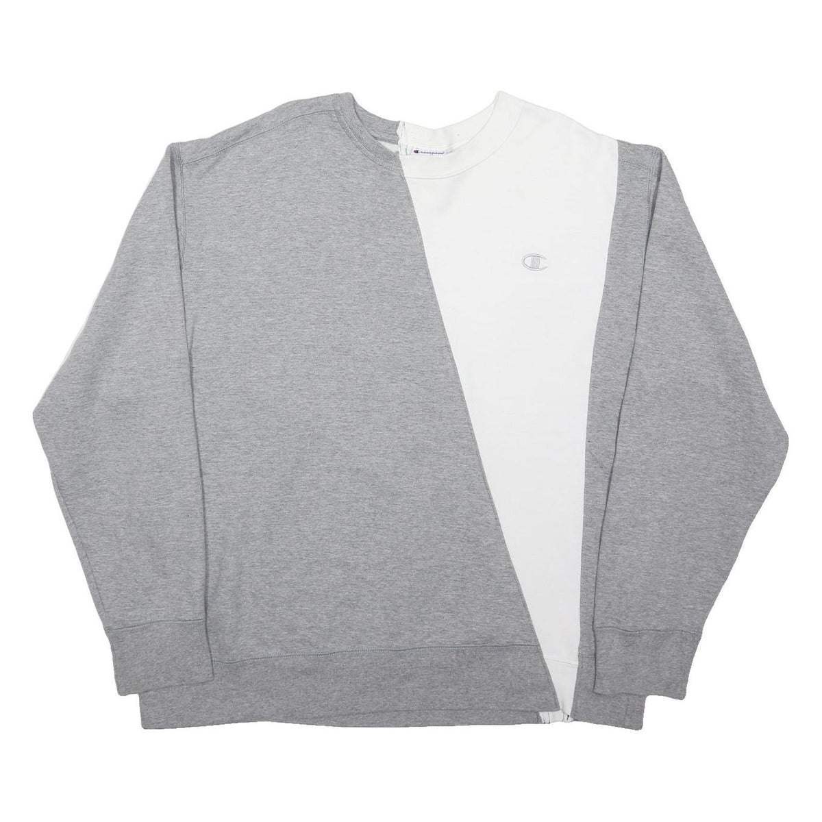 CHAMPION Mens Grey & White Sweatshirt Crew Neck XL Cotton Blend Casual Pullover