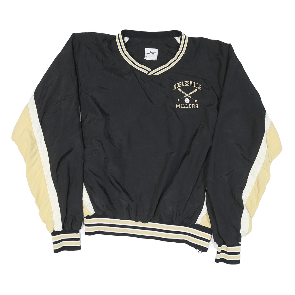 UNIQUE SALES Mens Black & Beige Noblesville Millers V-Neck M Nylon Sweatshirt