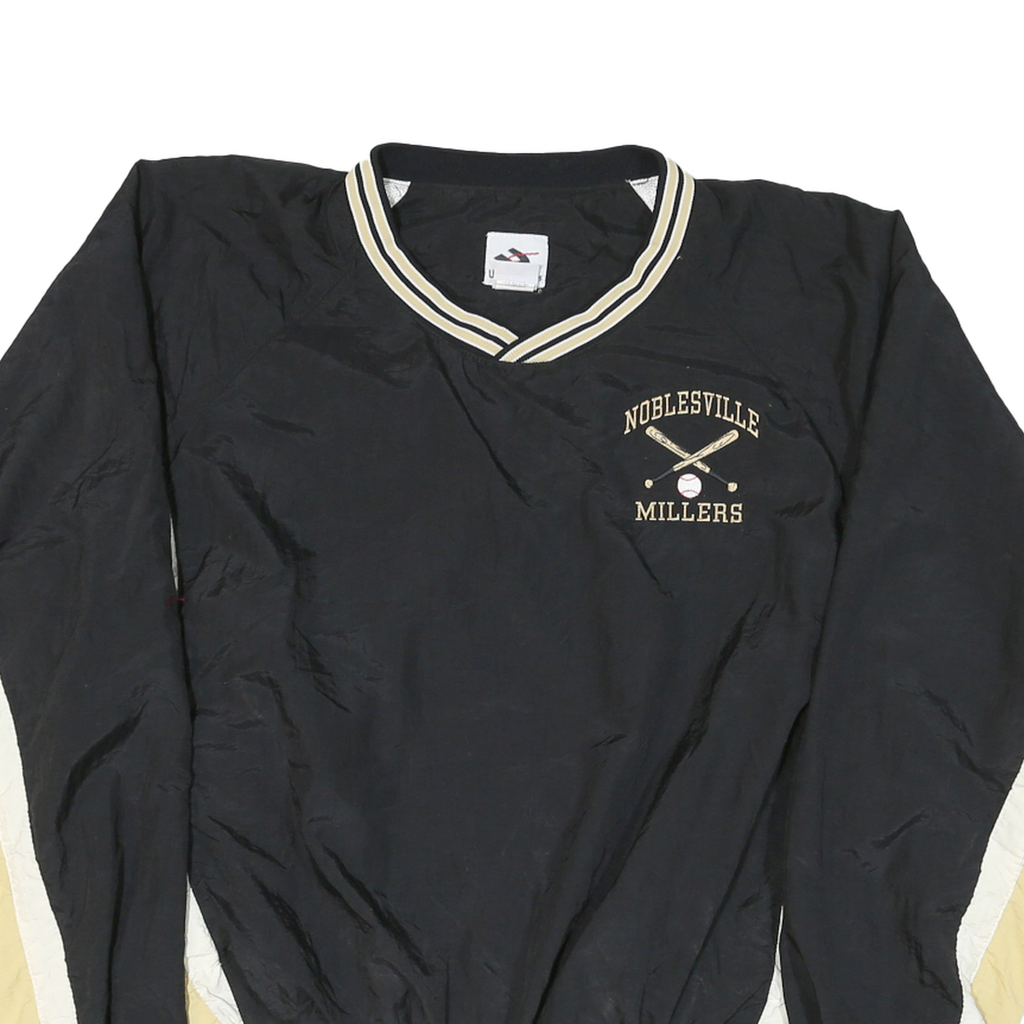 UNIQUE SALES Mens Black & Beige Noblesville Millers V-Neck M Nylon Sweatshirt