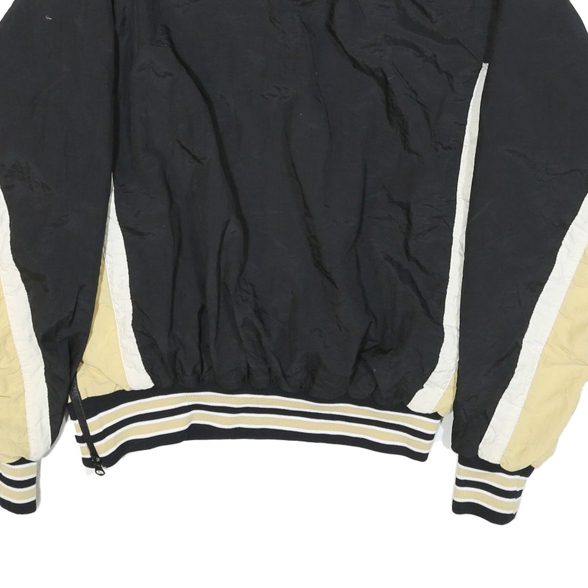 UNIQUE SALES Mens Black & Beige Noblesville Millers V-Neck M Nylon Sweatshirt