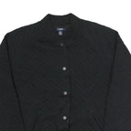CHAPS Womens Black Quilted Jacket M Polyester Blend Button Closure Bomber