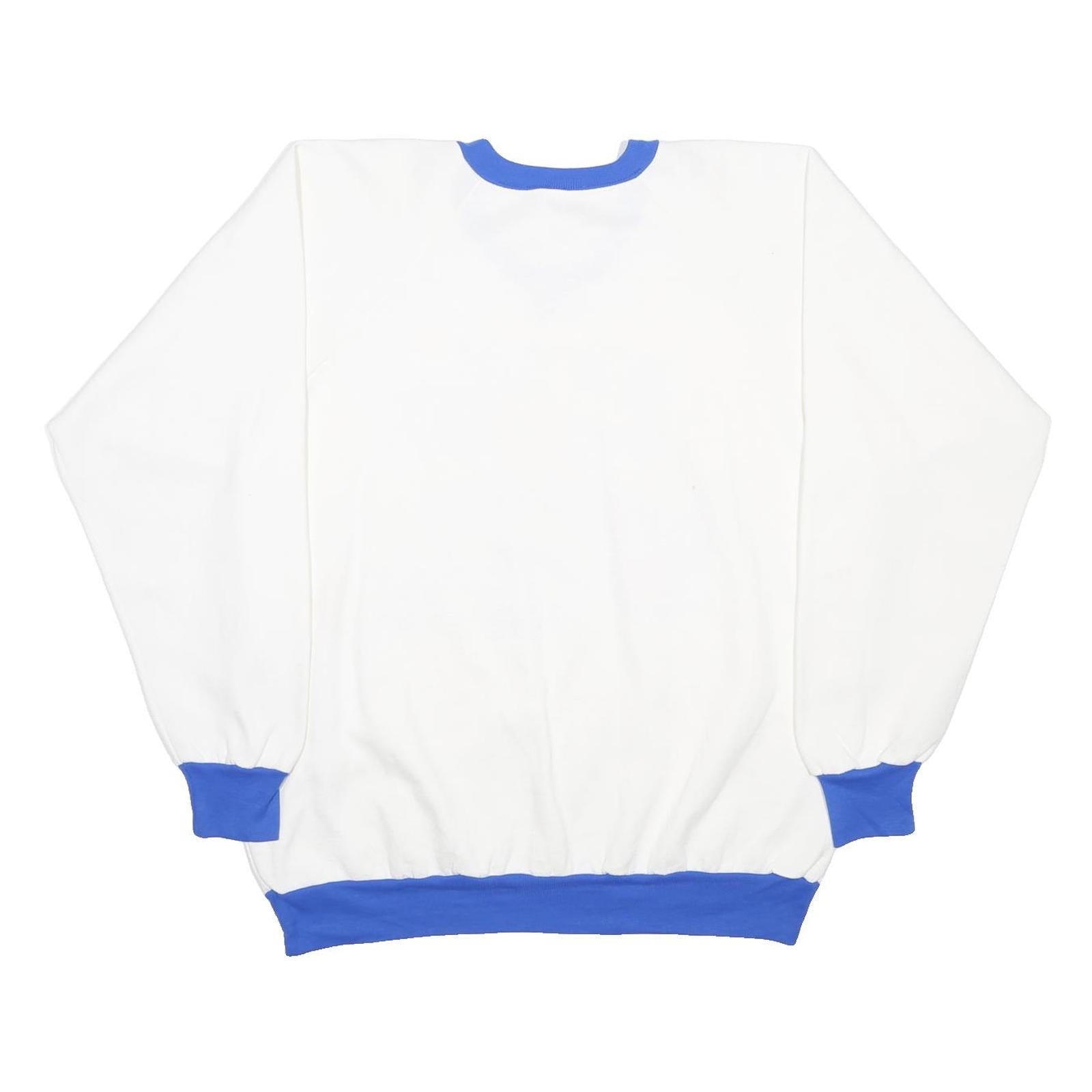 Mens White & Blue New York Giants V-Neck XL Printed Cotton Blend Sweatshirt