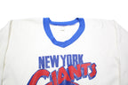 Mens White & Blue New York Giants V-Neck XL Printed Cotton Blend Sweatshirt