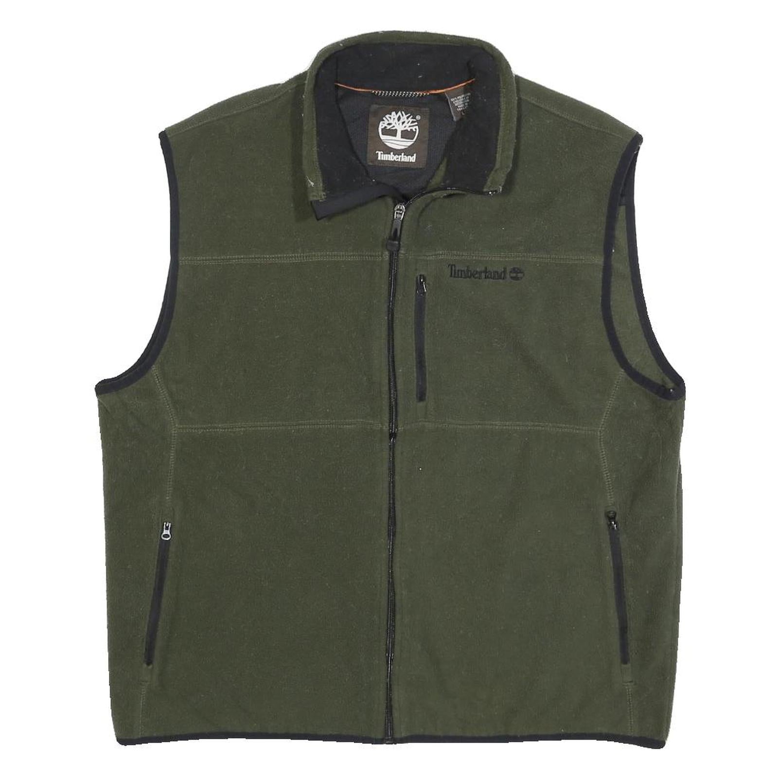 TIMBERLAND Mens Green Polyester Fleece Zip Jacket L Outdoor Casual