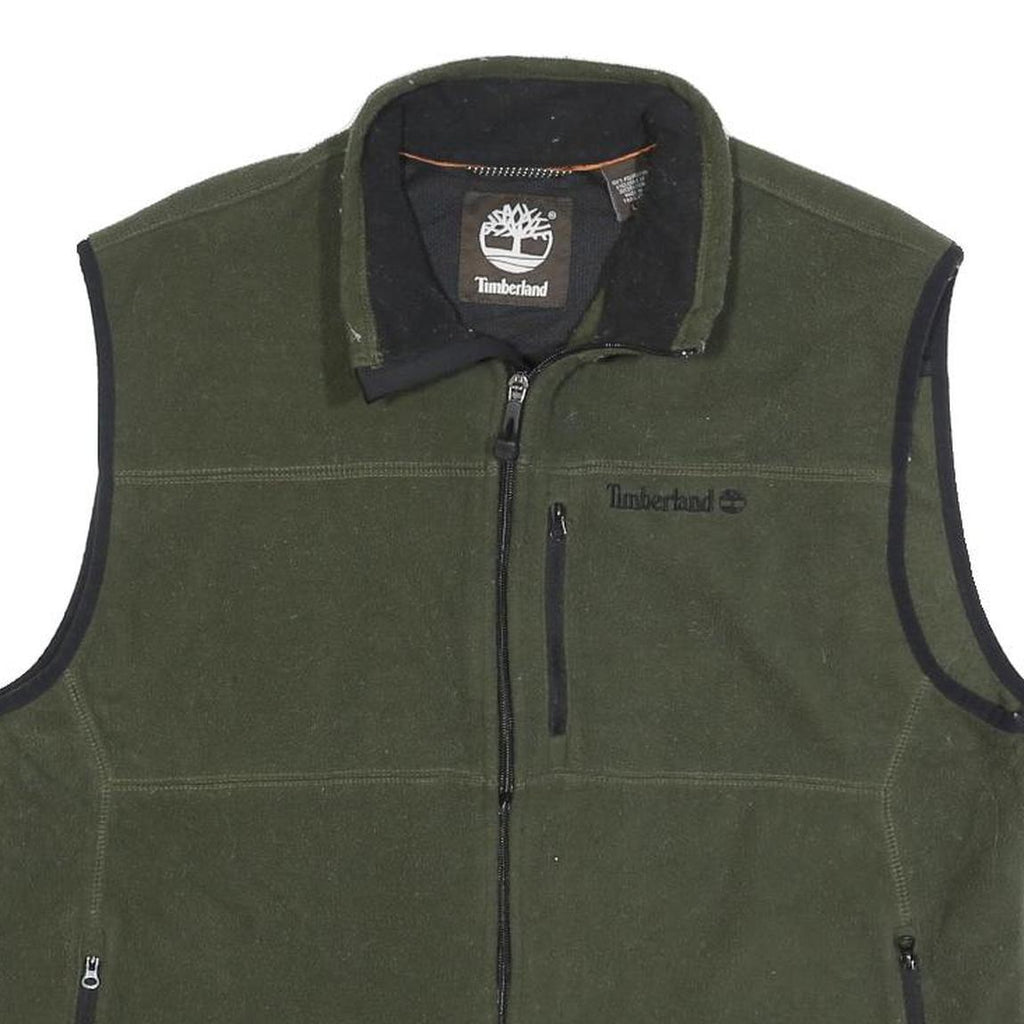 TIMBERLAND Mens Green Polyester Fleece Zip Jacket L Outdoor Casual
