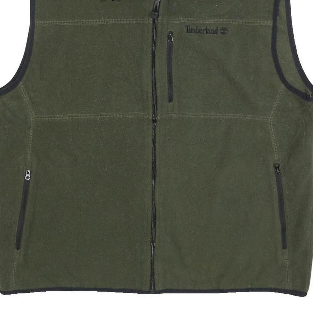 TIMBERLAND Mens Green Polyester Fleece Zip Jacket L Outdoor Casual