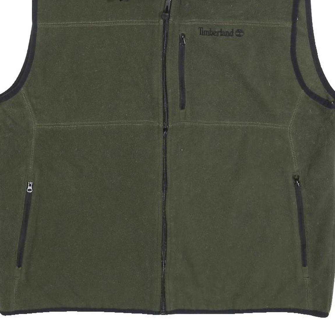 TIMBERLAND Mens Green Polyester Fleece Zip Jacket L Outdoor Casual