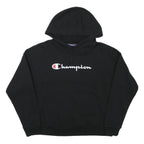 CHAMPION Womens Black Hoodie M Cotton Blend Pullover Logo Sweatshirt