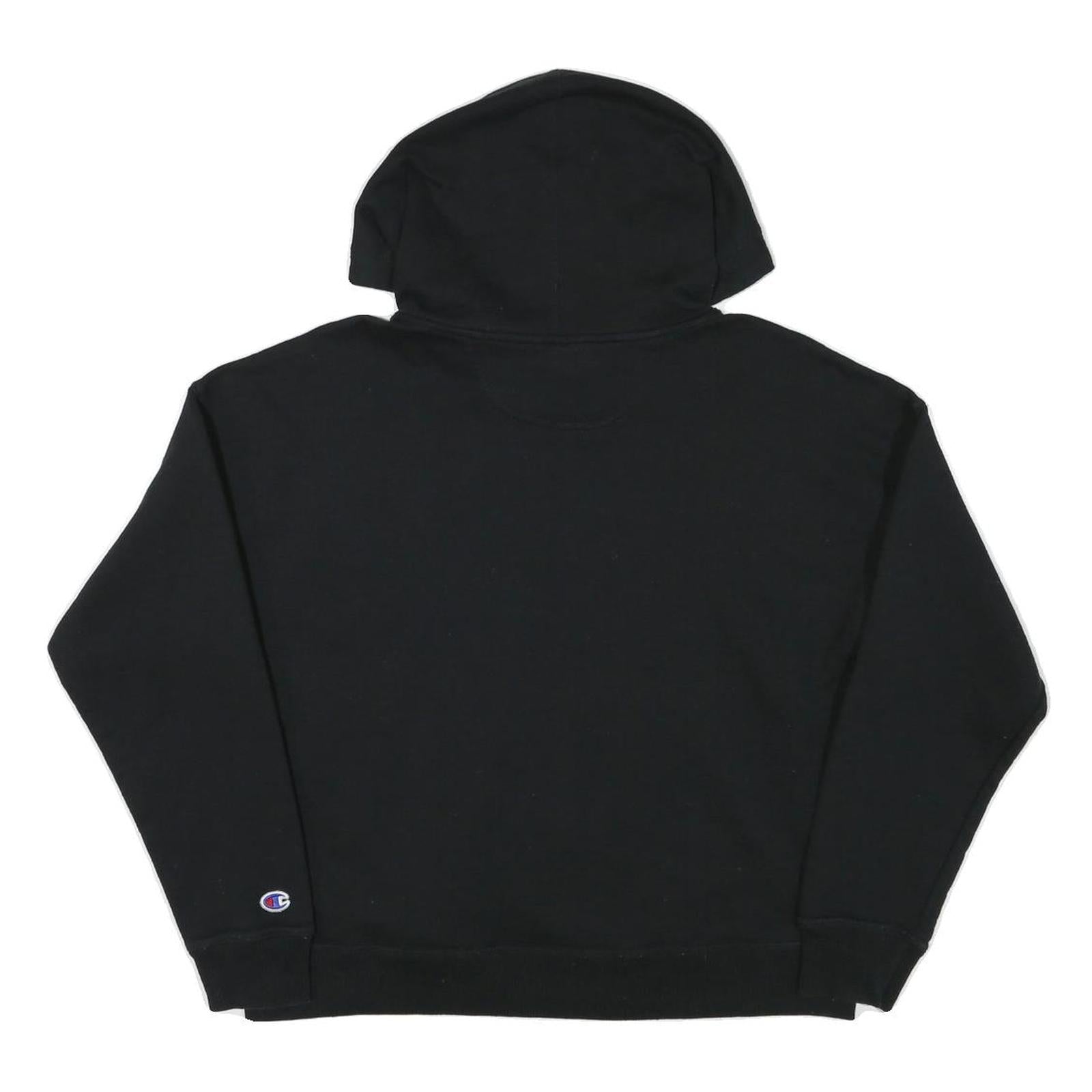 CHAMPION Womens Black Hoodie M Cotton Blend Pullover Logo Sweatshirt