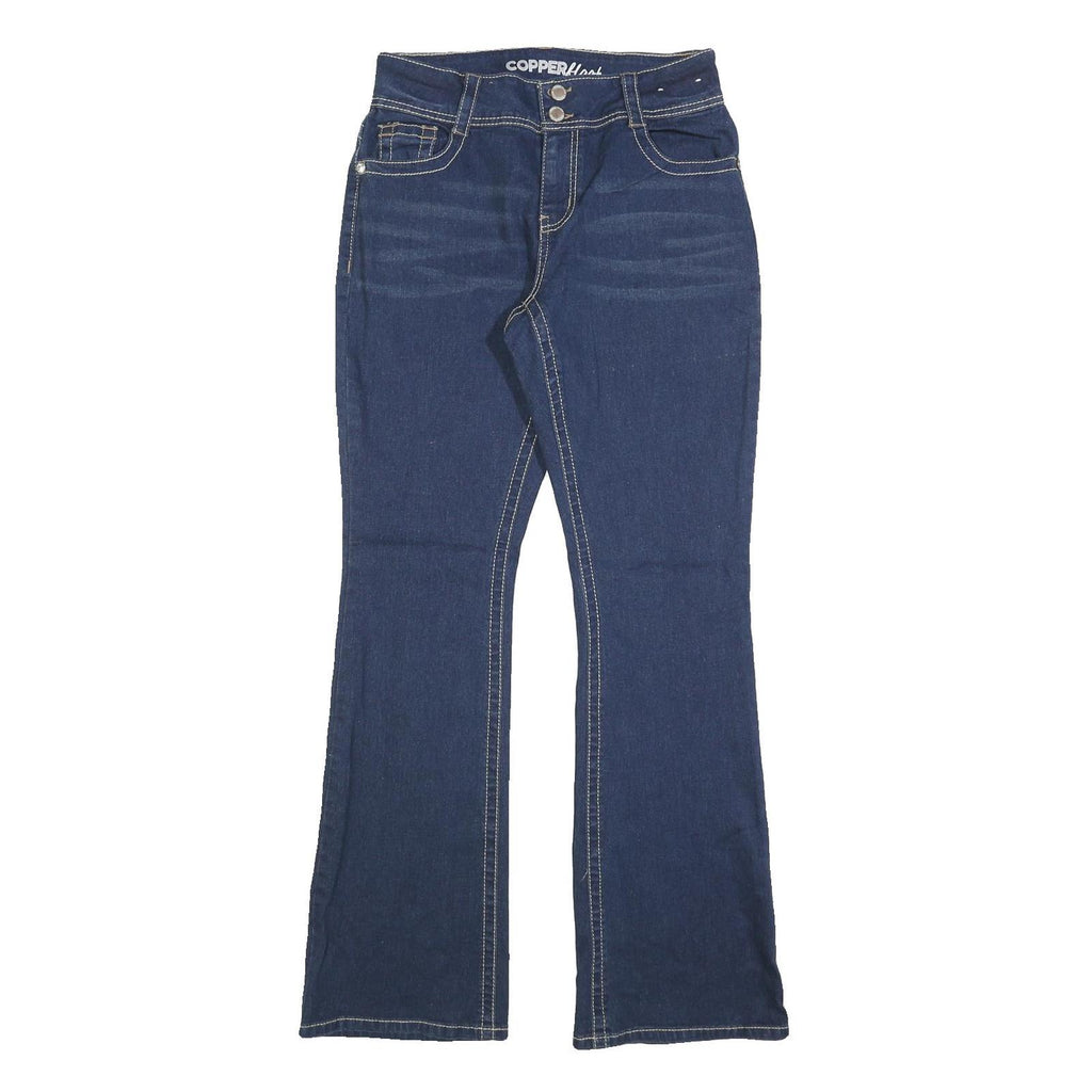 COPPER FLASH Womens Blue Regular Fit Bootcut Denim Jeans W28 L32 Stylish Stitch