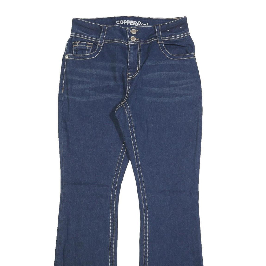 COPPER FLASH Womens Blue Regular Fit Bootcut Denim Jeans W28 L32 Stylish Stitch