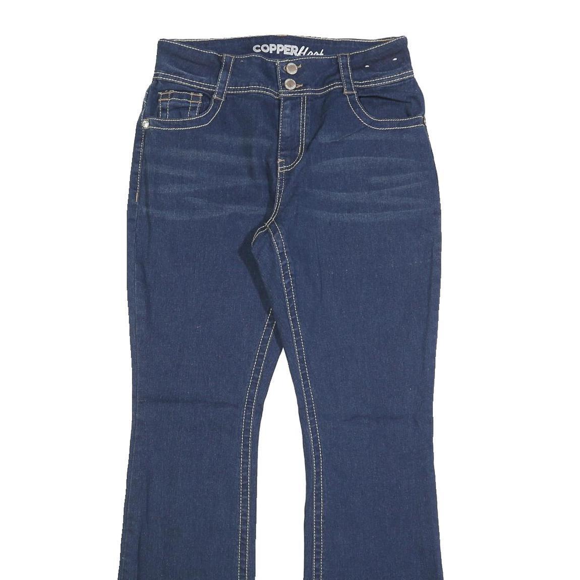 COPPER FLASH Womens Blue Regular Fit Bootcut Denim Jeans W28 L32 Stylish Stitch