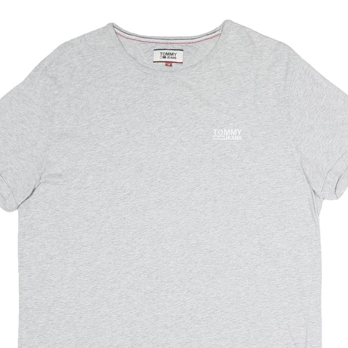 TOMMY JEANS Mens Grey Plain T-Shirt M Short Sleeve Crew Neck Casual Cotton Blend