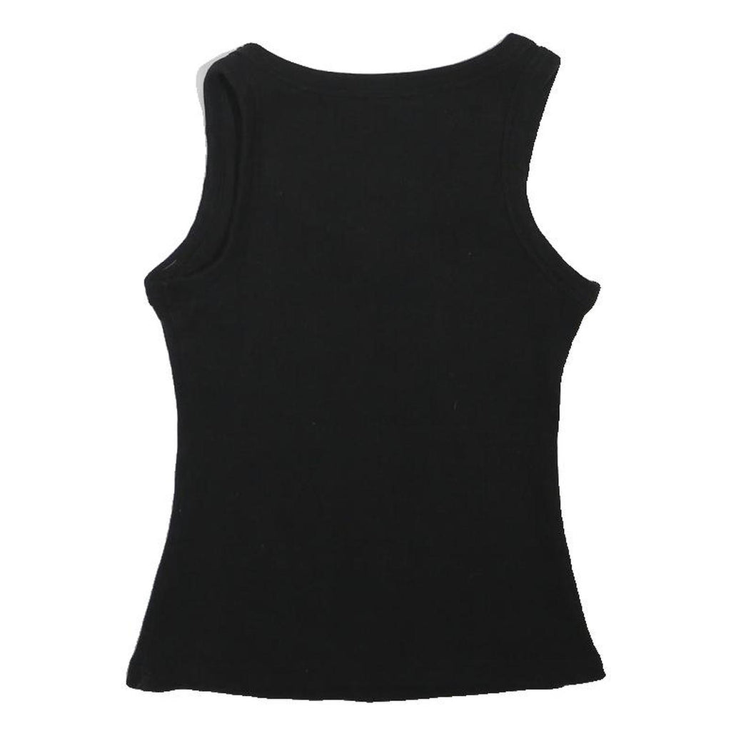 PRADA Girls Black Cotton Vest T-Shirt L Sleeveless Crew Neck Designer Logo