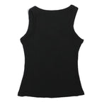 PRADA Girls Black Cotton Vest T-Shirt L Sleeveless Crew Neck Designer Logo