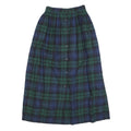 TALBOTS Womens Blue & Green Plaid Button Midi Cotton Skirt XXS Classic Comfort