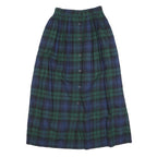 TALBOTS Womens Blue & Green Plaid Button Midi Cotton Skirt XXS Classic Comfort