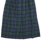 TALBOTS Womens Blue & Green Plaid Button Midi Cotton Skirt XXS Classic Comfort