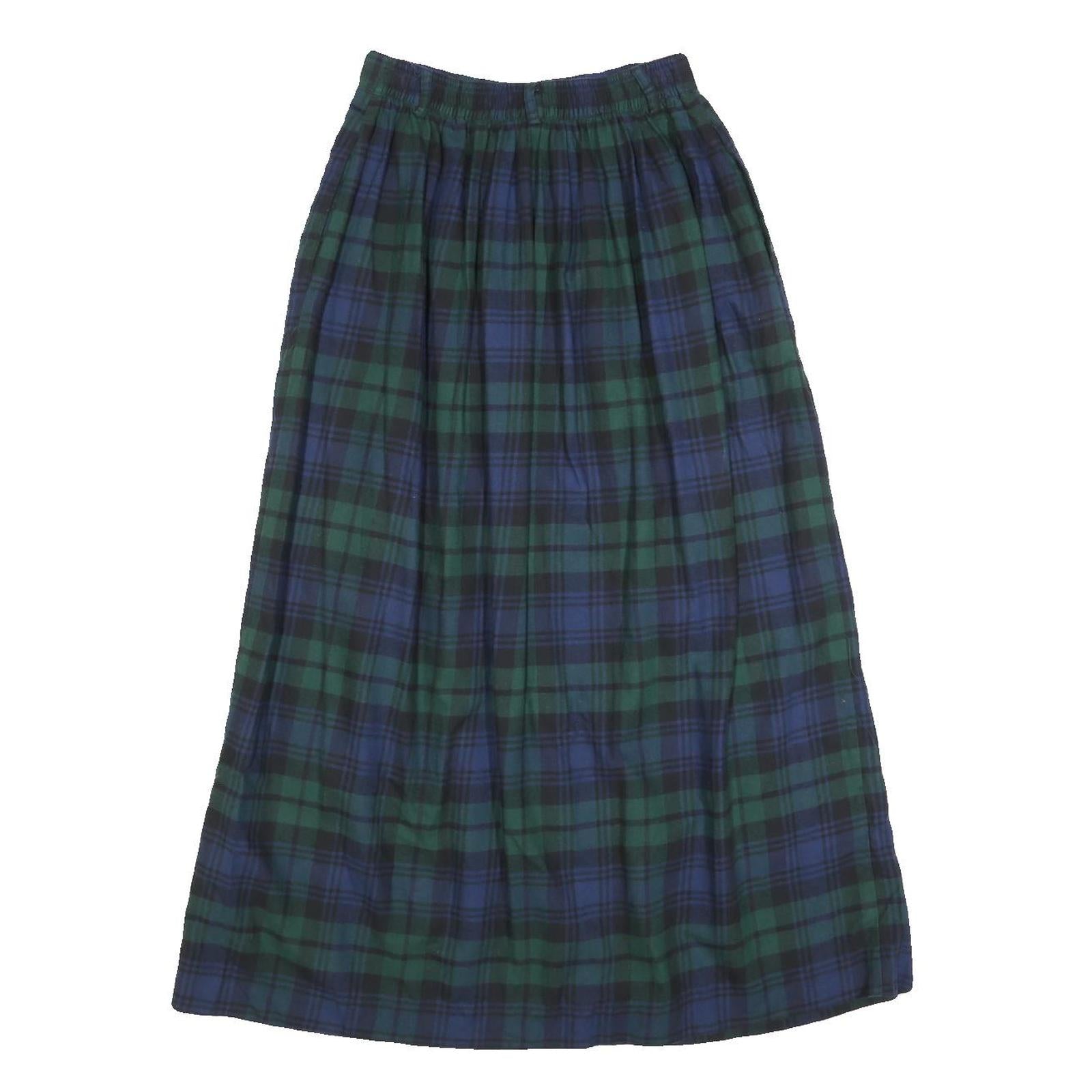 TALBOTS Womens Blue & Green Plaid Button Midi Cotton Skirt XXS Classic Comfort