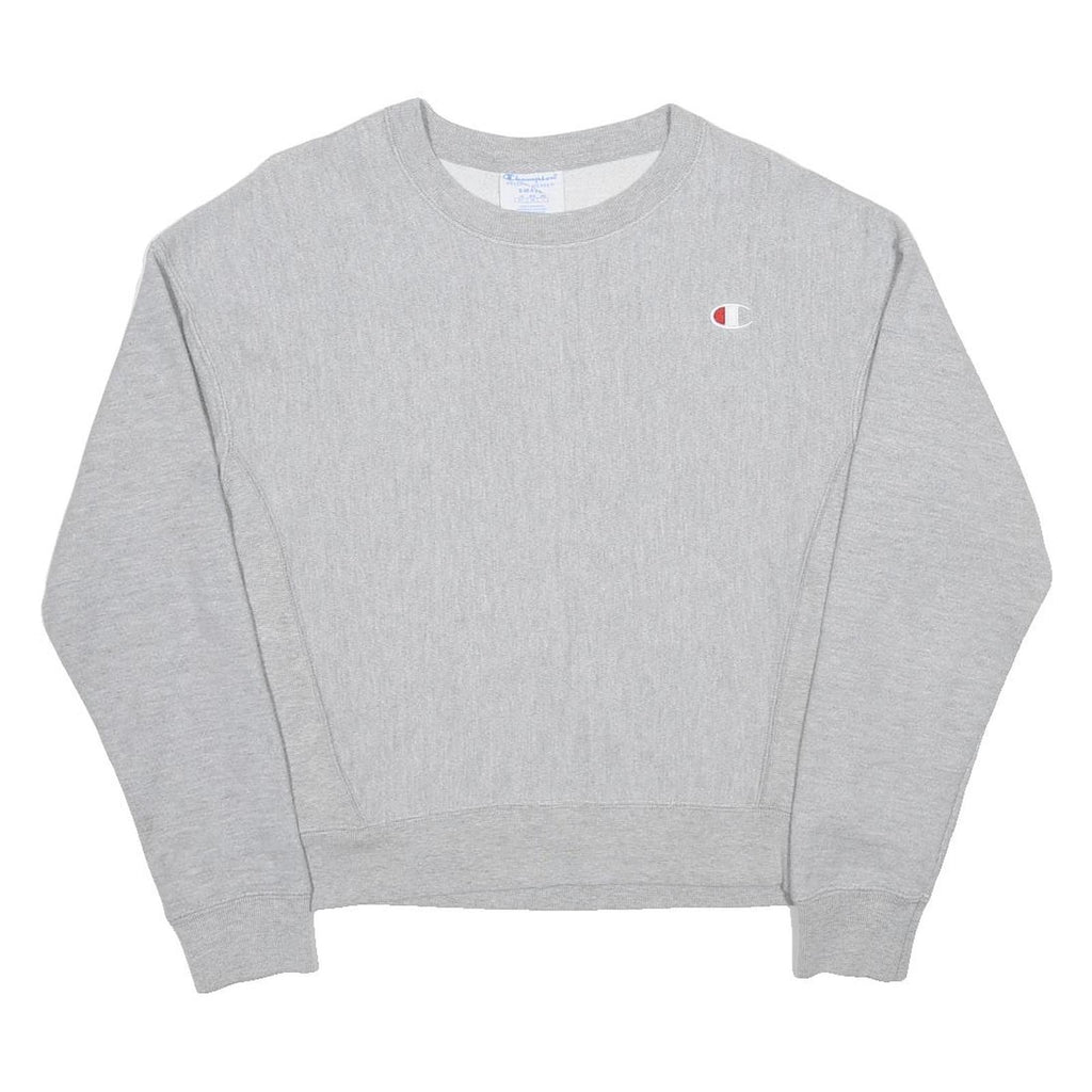 CHAMPION REVERSE WEAVE Womens Grey Crew Neck S Cotton Blend Sweatshirt Pullover