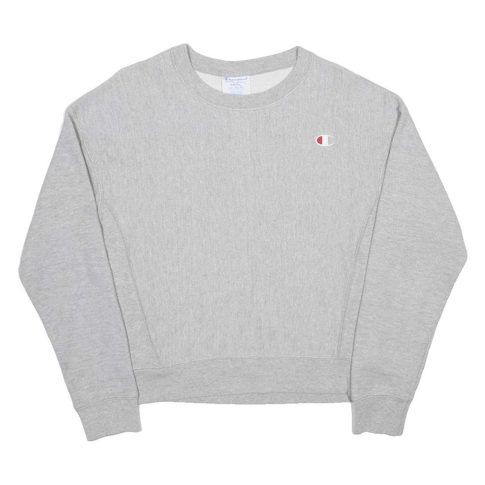 CHAMPION REVERSE WEAVE Womens Grey Crew Neck S Cotton Blend Sweatshirt Pullover